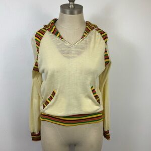 HELEN SUE Vintage Women’s Lightweight Hoody Cream w/ Striped hood lining Sm/Med